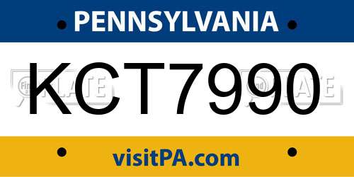 KCT7990 Pennsylvania License Plate