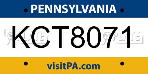 KCT8071 Pennsylvania License Plate