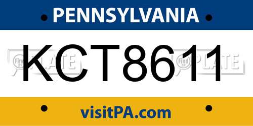 KCT8611 Pennsylvania License Plate