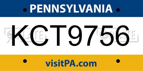 KCT9756 Pennsylvania License Plate