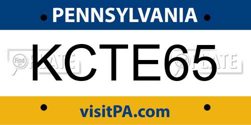 KCTE65 Pennsylvania License Plate