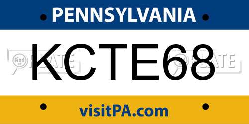 KCTE68 Pennsylvania License Plate