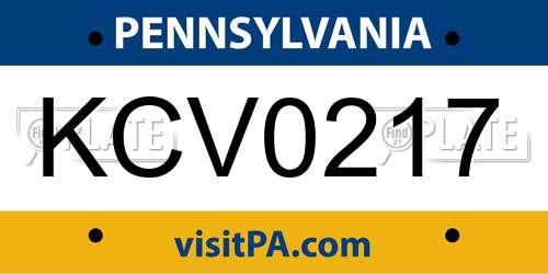 KCV0217 Pennsylvania License Plate