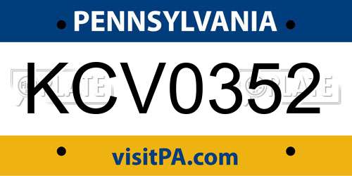 KCV0352 Pennsylvania License Plate