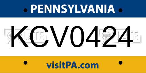 KCV0424 Pennsylvania License Plate