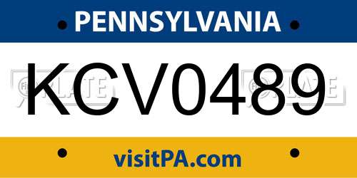 KCV0489 Pennsylvania License Plate