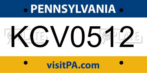 KCV0512 Pennsylvania License Plate