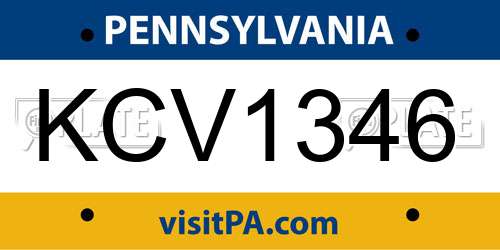 KCV1346 Pennsylvania License Plate