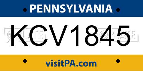 KCV1845 Pennsylvania License Plate