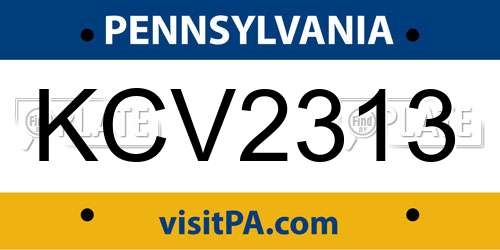 KCV2313 Pennsylvania License Plate