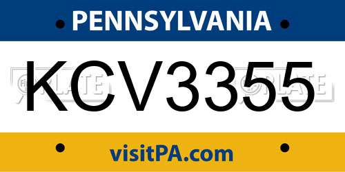 KCV3355 Pennsylvania License Plate