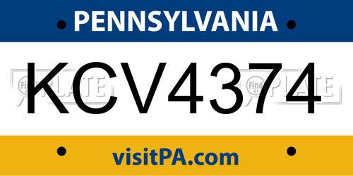 KCV4374 Pennsylvania License Plate