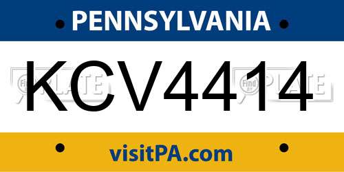 KCV4414 Pennsylvania License Plate