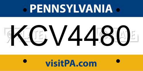 KCV4480 Pennsylvania License Plate