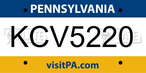 KCV5220 Pennsylvania License Plate