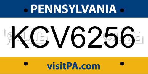 KCV6256 Pennsylvania License Plate