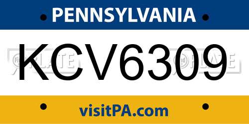 KCV6309 Pennsylvania License Plate