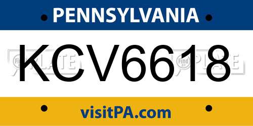 KCV6618 Pennsylvania License Plate