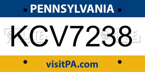 KCV7238 Pennsylvania License Plate