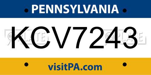 KCV7243 Pennsylvania License Plate