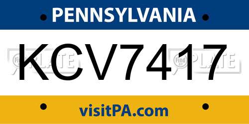 KCV7417 Pennsylvania License Plate