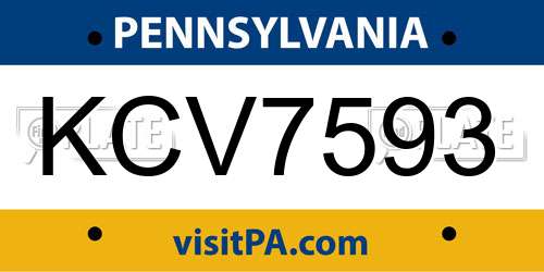 KCV7593 Pennsylvania License Plate