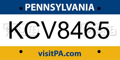 KCV8465 Pennsylvania License Plate