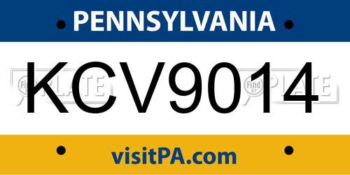 KCV9014 Pennsylvania License Plate