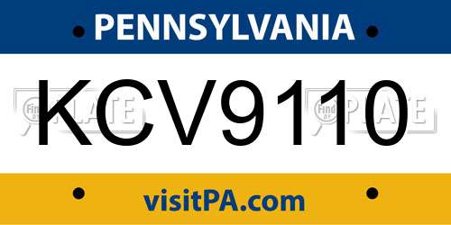 KCV9110 Pennsylvania License Plate