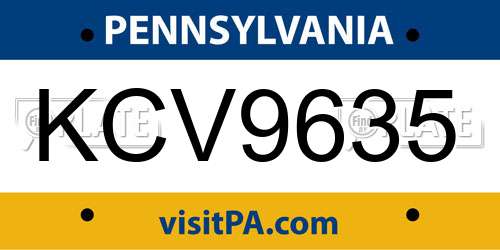 KCV9635 Pennsylvania License Plate