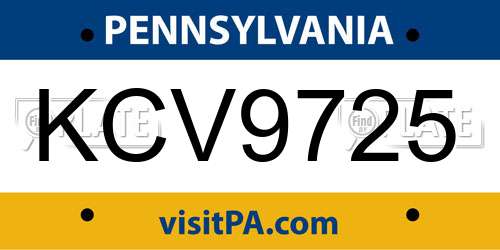 KCV9725 Pennsylvania License Plate