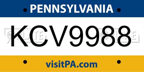 KCV9988 Pennsylvania License Plate