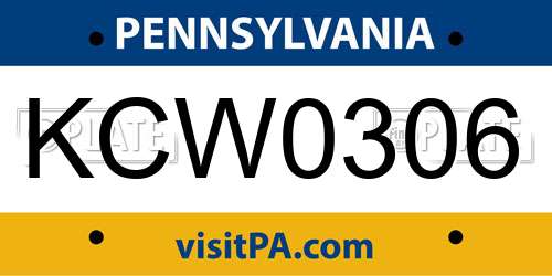 KCW0306 Pennsylvania License Plate