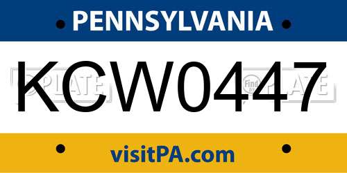 KCW0447 Pennsylvania License Plate