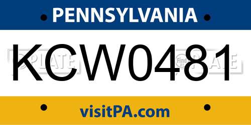 KCW0481 Pennsylvania License Plate