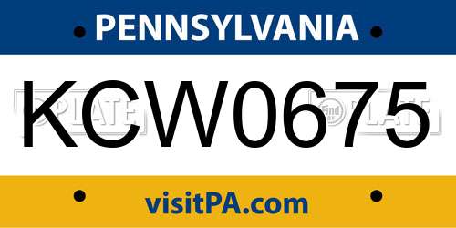 KCW0675 Pennsylvania License Plate