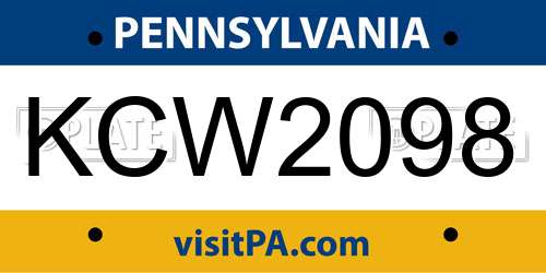 KCW2098 Pennsylvania License Plate