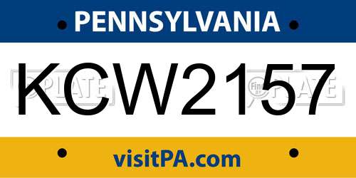KCW2157 Pennsylvania License Plate