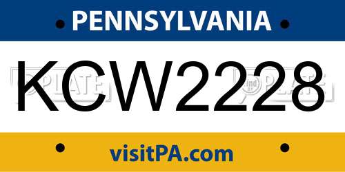 KCW2228 Pennsylvania License Plate