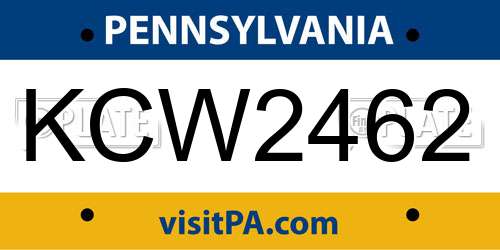 KCW2462 Pennsylvania License Plate