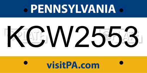 KCW2553 Pennsylvania License Plate