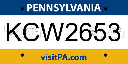KCW2653 Pennsylvania License Plate
