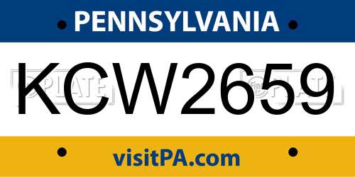 KCW2659 Pennsylvania License Plate