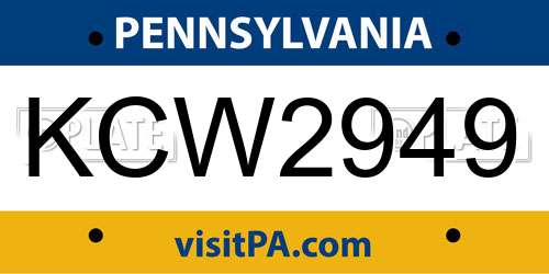 KCW2949 Pennsylvania License Plate
