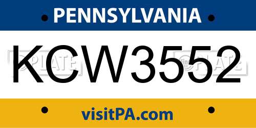 KCW3552 Pennsylvania License Plate