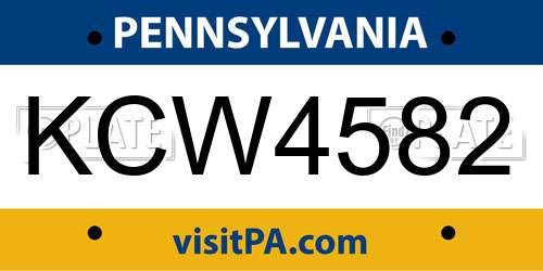 KCW4582 Pennsylvania License Plate