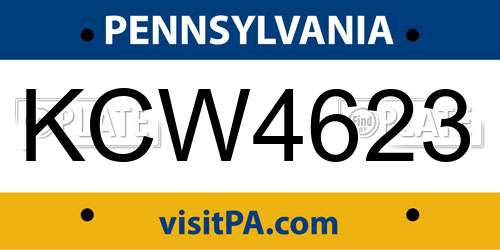 KCW4623 Pennsylvania License Plate