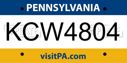 KCW4804 Pennsylvania License Plate