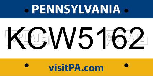 KCW5162 Pennsylvania License Plate