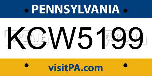 KCW5199 Pennsylvania License Plate